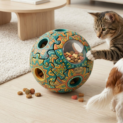 MadhtSa™ Interactive Dog and Cat Treat Dispenser Toy | 3D Puzzle Ball Slow Feeder for Mental Stimulation | Durable Enrichment Toy & Boredom Buster for Small and Medium Pets