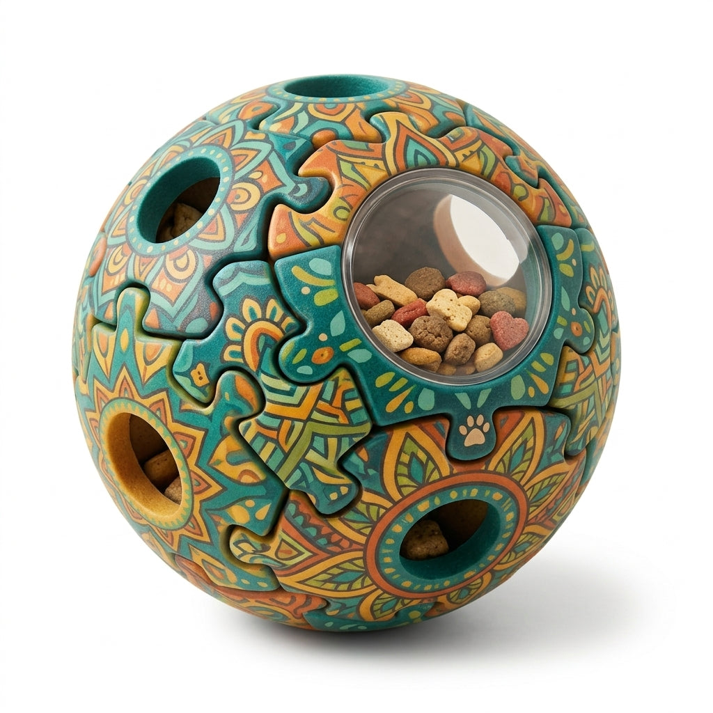 MadhtSa™ Interactive Dog and Cat Treat Dispenser Toy | 3D Puzzle Ball Slow Feeder for Mental Stimulation | Durable Enrichment Toy & Boredom Buster for Small and Medium Pets