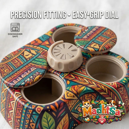 MadhtSa™ Interactive Pet Puzzle Toy - Easy-Refill Treat Dispenser & Slow Feeder for Dogs and Cats | Mental Stimulation & Boredom Relief Brain Game | Dishwasher Safe & Mess-Free | Vibrant Boho Design