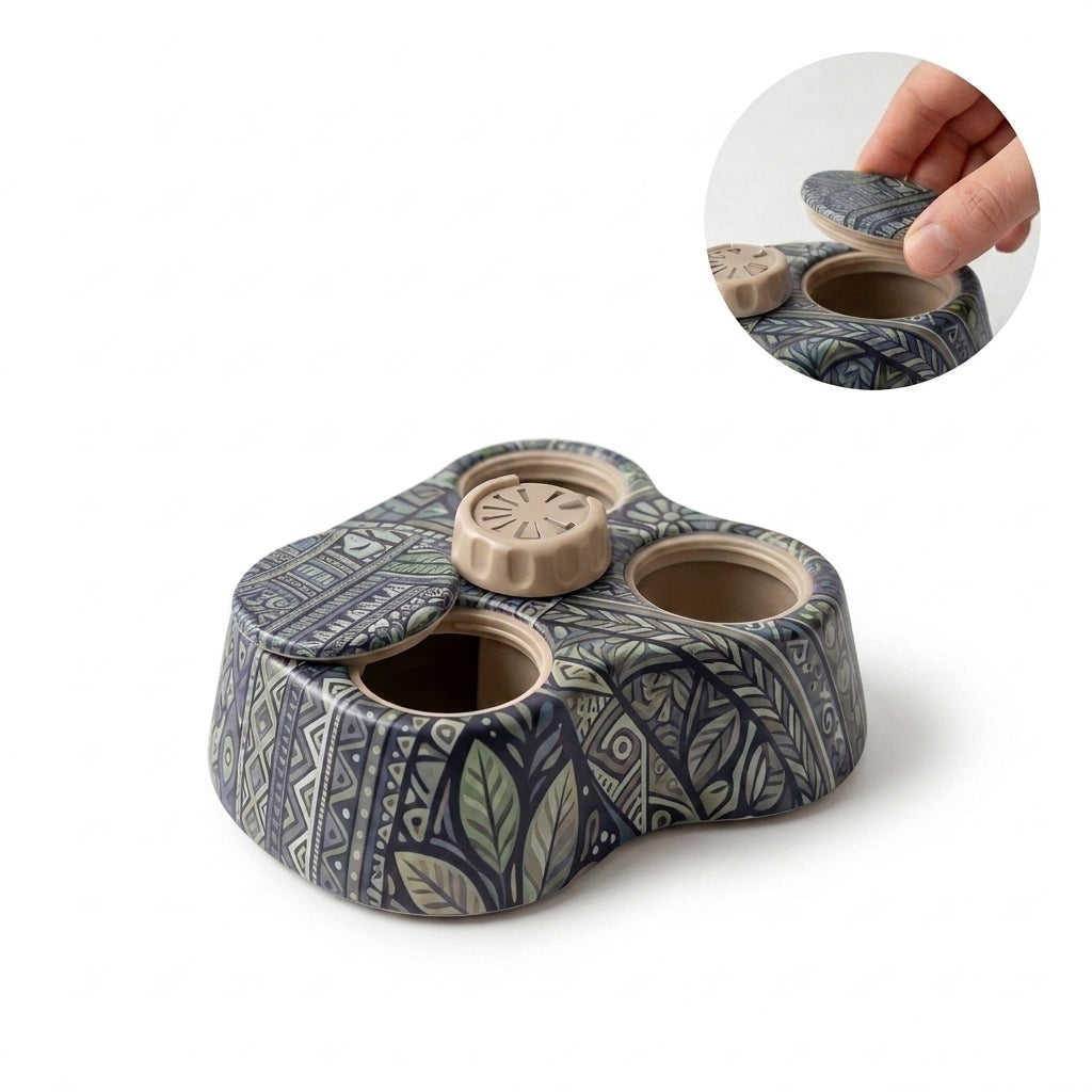 MadhtSa™ Interactive Pet Puzzle Toy - Easy-Refill Treat Dispenser & Slow Feeder for Dogs and Cats | Mental Stimulation & Boredom Relief Brain Game | Dishwasher Safe & Mess-Free | Vibrant Boho Design
